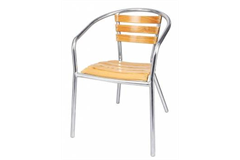 wooden chair with metal legs 