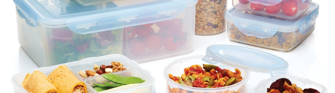 pure seal containers with a variety of foods inside 