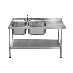 Mini Catering Sinks 1500 x 600mm w/ Double Bowl R-Hand Drainer