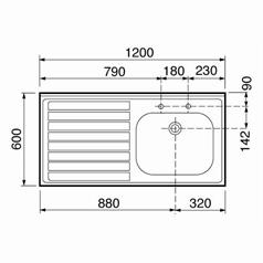 Mini Catering Sinks 1200 x 600mm w/ Single Bowl L-Hand Drainer