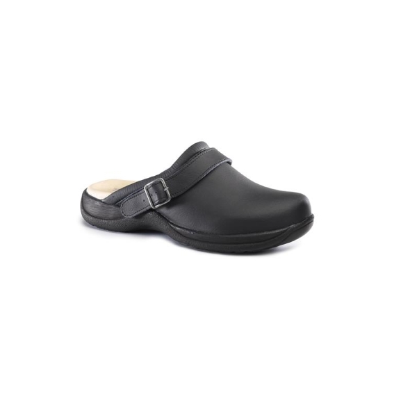 Toffeln Black Clog With Strap, Size 43 - Dentons